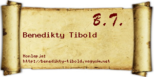 Benedikty Tibold névjegykártya